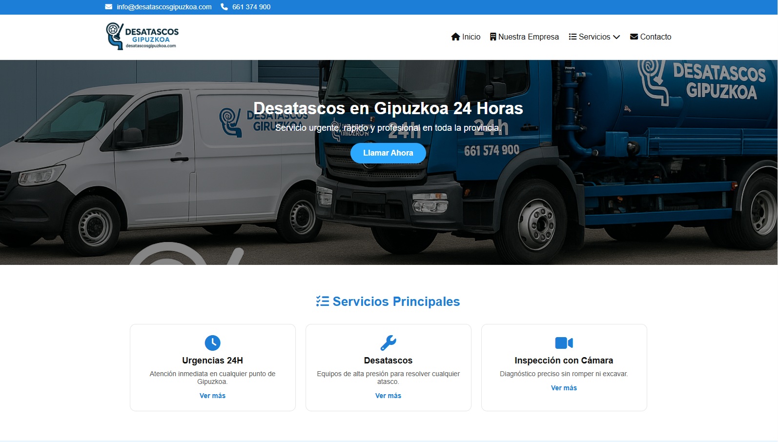Proyecto web Desatascos Gipuzkoa Grupo SF